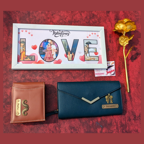 Valentines Couple Wallet combo with Love Collage frame