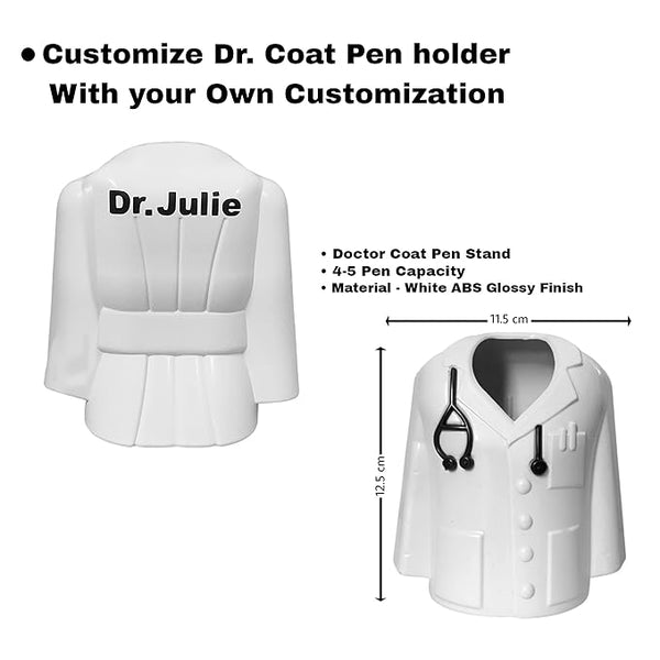 Personalised Doctor Coat Shape Pen, Pencil Holder Stand Stationery Desk Organizer