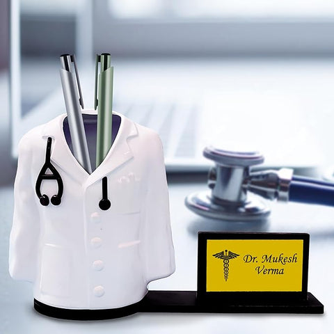 Personalized Doctor Coat Pen Stand Engraved with Your Name and Logo