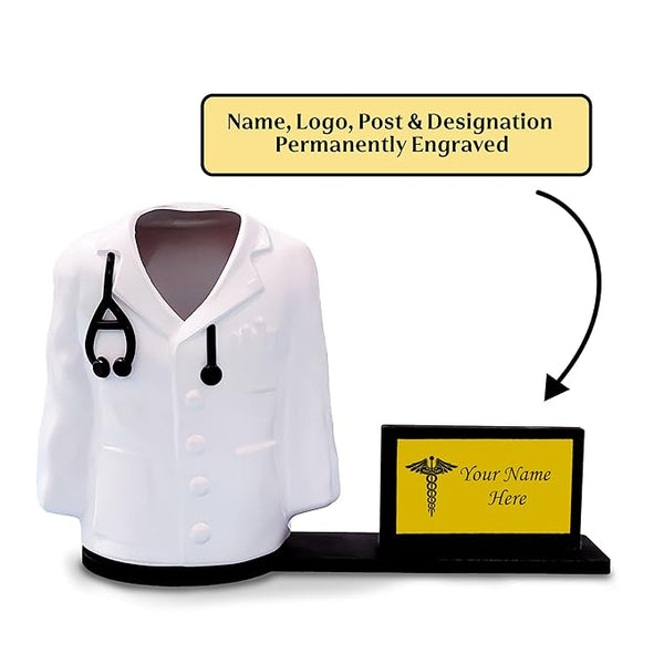 Personalized Doctor Coat Pen Stand Engraved with Your Name and Logo