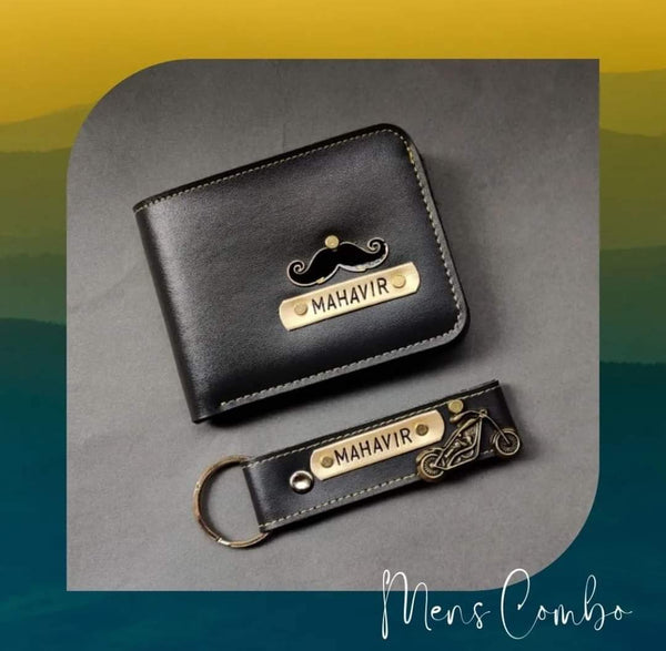 Men's Wallet and keychain Combo  with Rudraksh Rakhi / Best Gift for Rakshabandhan
