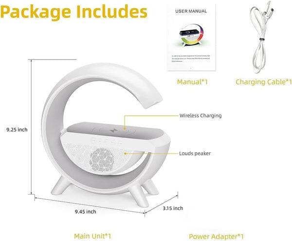 J 4 Jugaad Wireless G Speaker Charger with Desk Lamp Smart Light Sound for Bedroom Home Decor