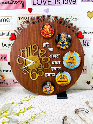 Jai Shree Shyam Mdf 3D Clock Wall hanging frame