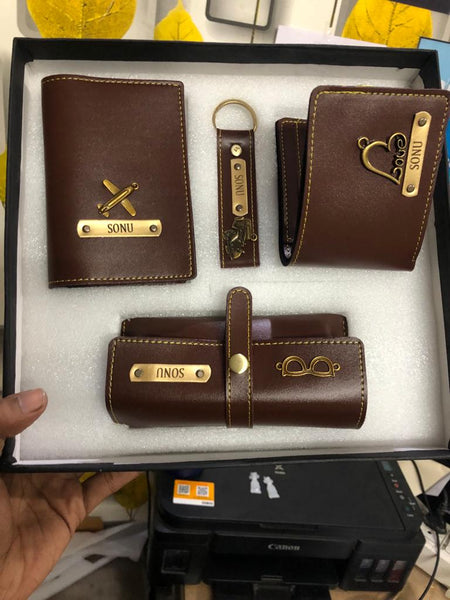 Men's Combo - Customised Wallet, Sunglass Case, Keychain and Passport Cover