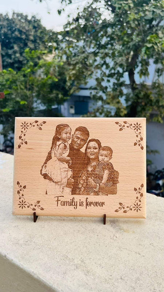 Personalized Engraved Wooden Birthday Photo Frame for Girls and Boys - Medium Size(6*8 Inches, Brown)Rectangular, Table astand