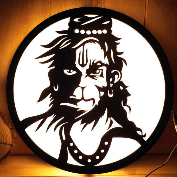 Lord Hanuman 3d Round Mdf Lamp