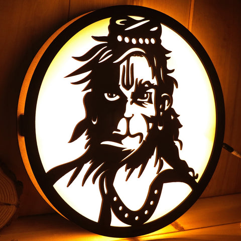 Lord Hanuman 3d Round Mdf Lamp