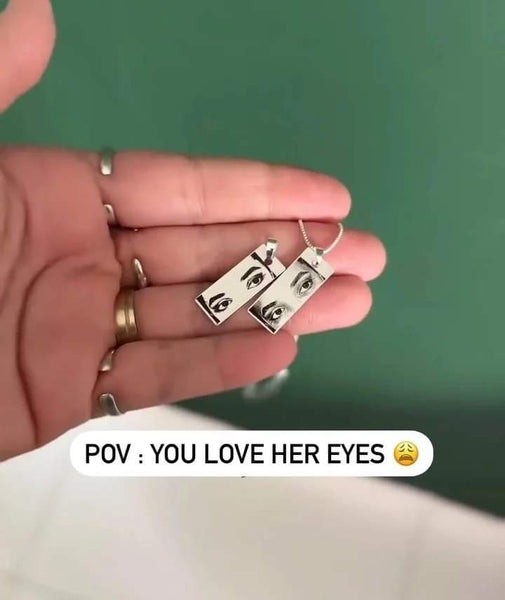 "Capture your/your partners unique gaze with our Sterling Silver Personalized Eyes Necklace. Just ₹349! Free shipping included."