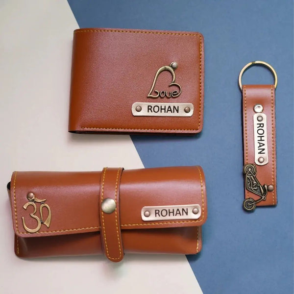 Mens 3 Pc Utlity Customized Wallet Combo with Rakhi | Best Rakhi Gift