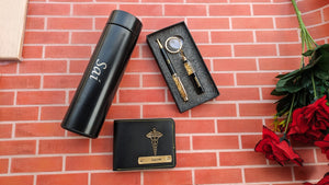 PERSONALISED WALLET,PEN-KEYCHAIN & TEMPERATURE BOTTLE COMBO