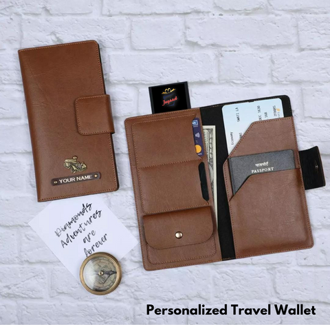 Personalized Travel Wallet ( Tan Brown Color)