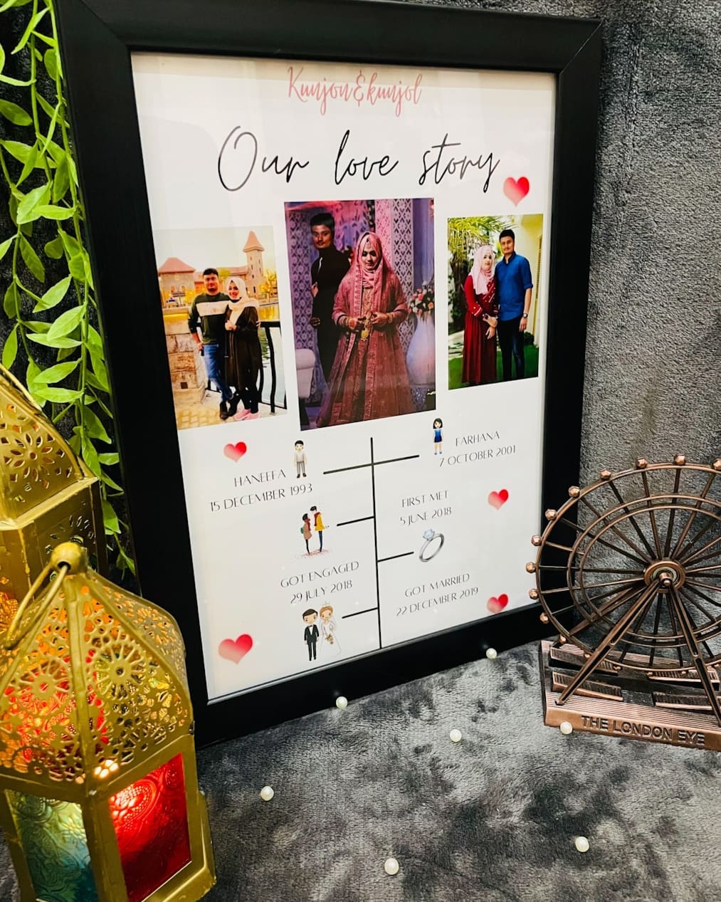 customized Our love story Wooden matte frame