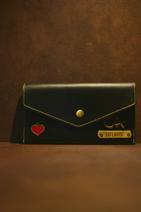 customized womens clutch-black color
