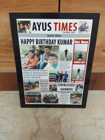 Newspaper theme Personalized A3 Frame