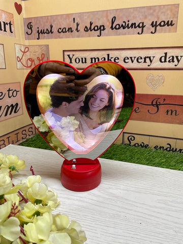 customized Red Heart Magic Mirror Photo frame 