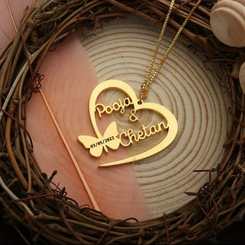 Personalized Godlen Plating heart double name Locket