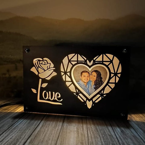 Love - Rose Led Wooden Frame