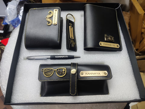 Personalized Wallet, Keychain, Pen, glasses and passport cover 5in1 combo set