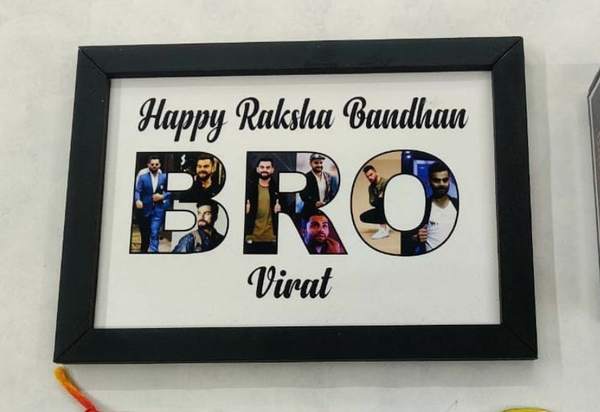 Hapoy Rakshabandhan Bro Collage Black matte 13*9 inch glass-Wooden Frame