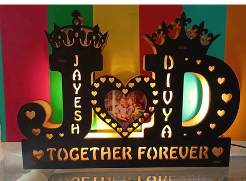 customized Together Forever Led Wooden Double Layer Lamp 