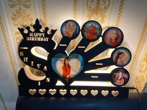 customized Birthday Special Led Wooden Lamp 12*16 inch size 